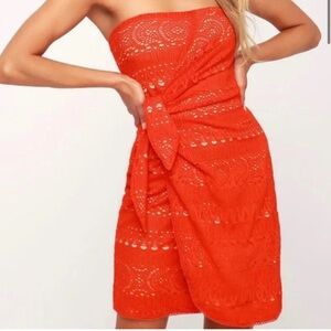 Women’s Small Free People Oceanside Strapless Crochet Mini Dress